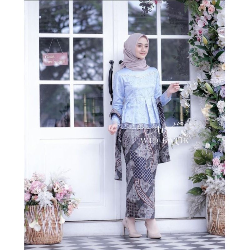 Kebaya Couple Balqees/Kebaya Brokat Lamaran Tunangan Modern 2021/Baju Couple Pasangan Keluarga Sarim