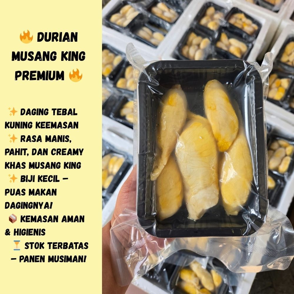 

Durian Musang King Asli Premium – Daging Tebal, Biji Kecil, Rasa Creamy Manis Pahit, Fresh