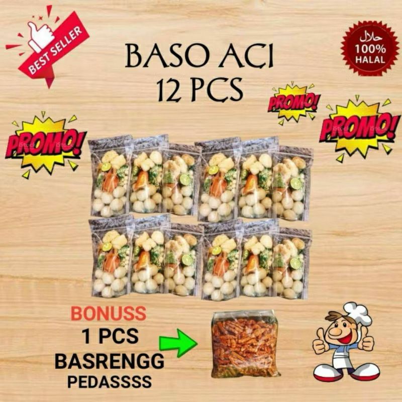 

Baso aci paket 12 pcs / Baso aci vakum isi 12 pcs / Baso aci paket usaha / Baso aci khas