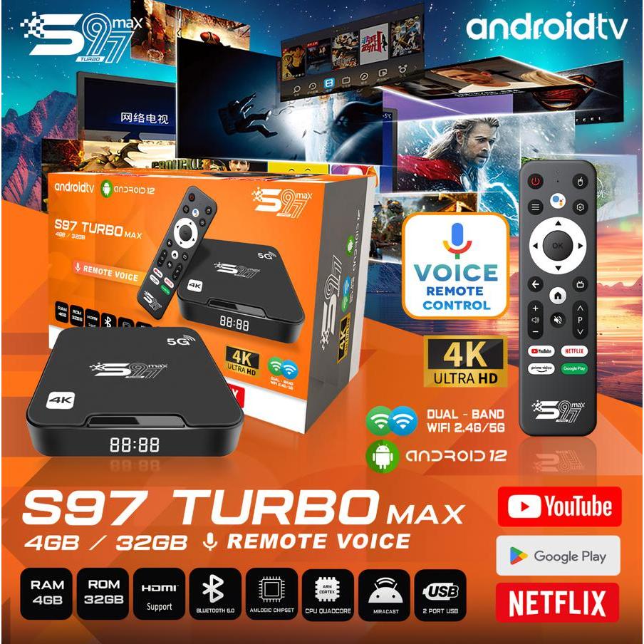 Android Box . AndroidTV S97 Turbo Max Remote Voice