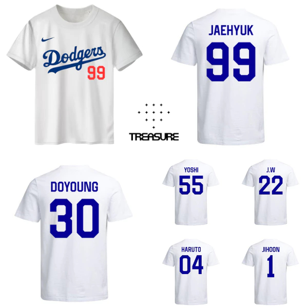 Atasan kaos bahan katun treasure putih kpop jaehyuk doyoung jw yoshi haruto jihoon