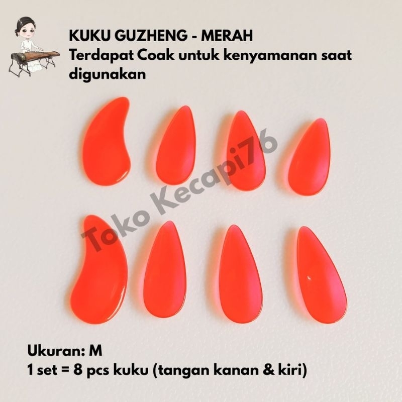 Kuku Guzheng Merah/Kuku-Kecapi