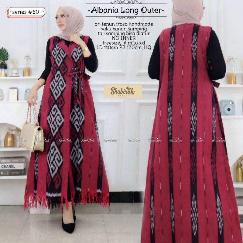 Batik Albania Long Outer Tenun/ Long Vest Tenun Outer