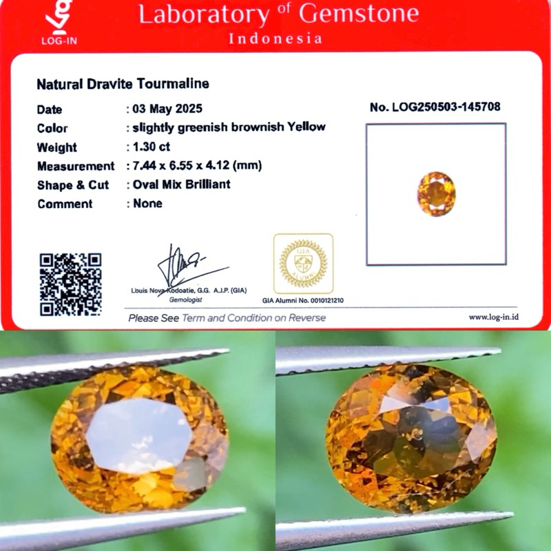 1,30 cts Natural Dravite Tourmaline origin Mozambique est No Treatment Memo LOGIN