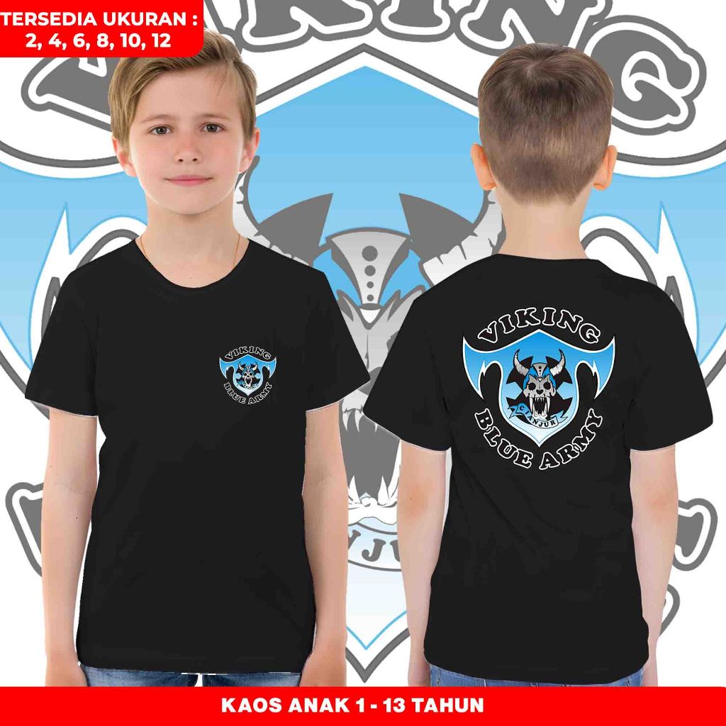 BAJU ANAK - KAOS VIKING BLUE ARMY - TSHIRT DISTRO PERSIB JUARA  UNTUK ANAK COWOK TERBARU
