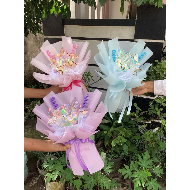 BUKET MINI FLOWER KUPU KUPU TIDAK LED COCOK UNTUK HADIAH WISUDA KADO ULANG TAHUN ANNIVERSARRY VALENT