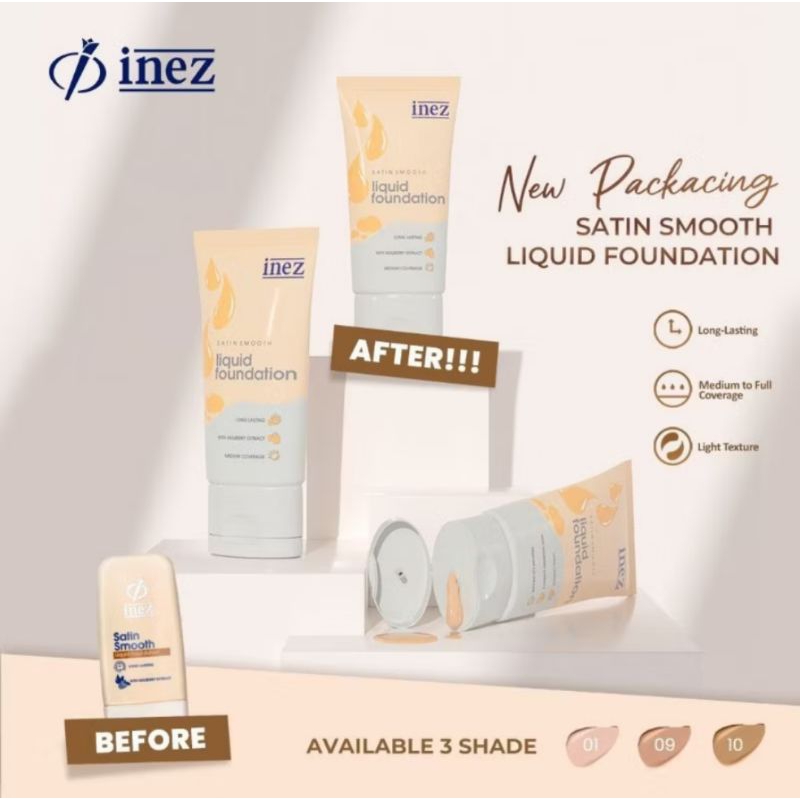 Inez Satin Smooth Liquid Foundation || Foundation cair || inez liquid foundation