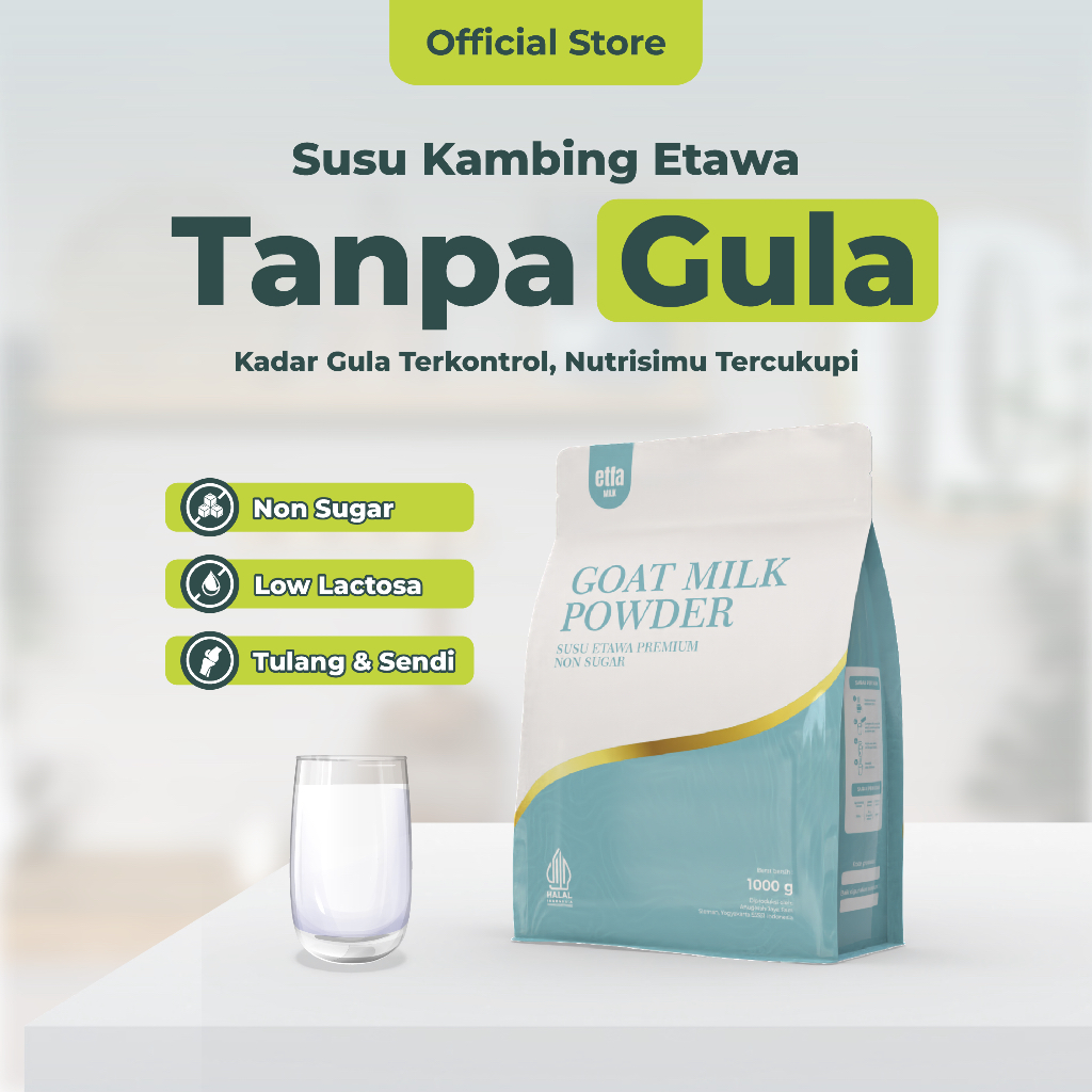

Susu Kambing Etawa Bubuk 1Kg Non Sugar/Plain Jaga Kesehatan Tulang dan Sendi 1000g 500g 250g