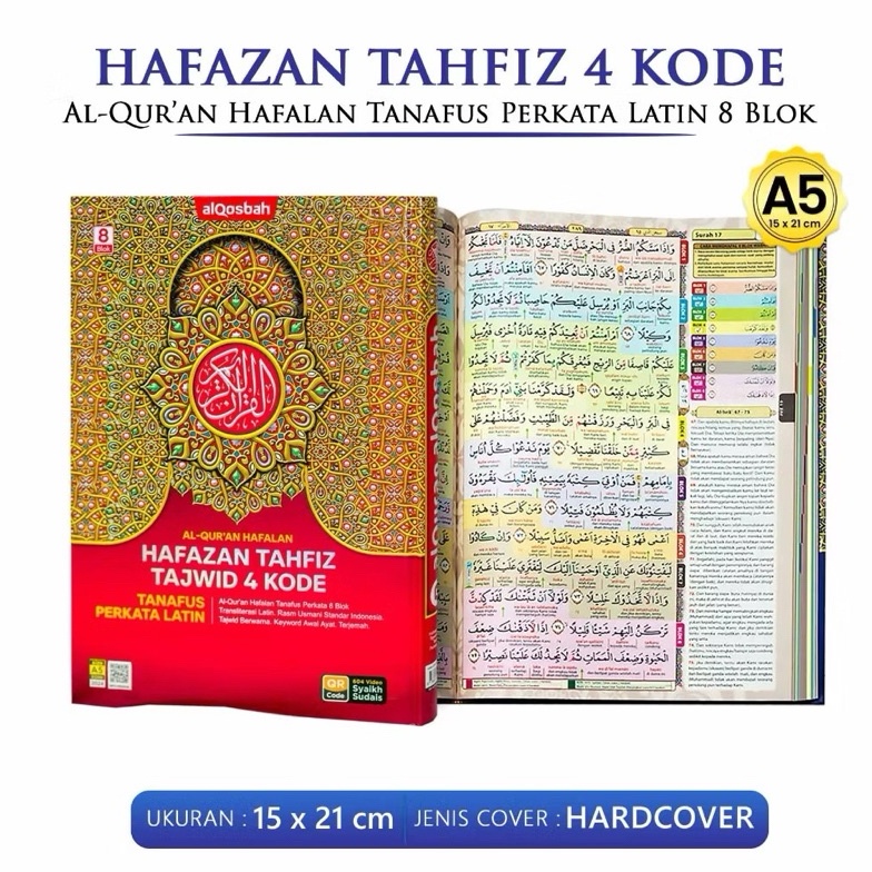 AlQuran Hafazan Perkata LATIN A5 Terjemahan Tajwid Warna Alqosbah KODE A6X3