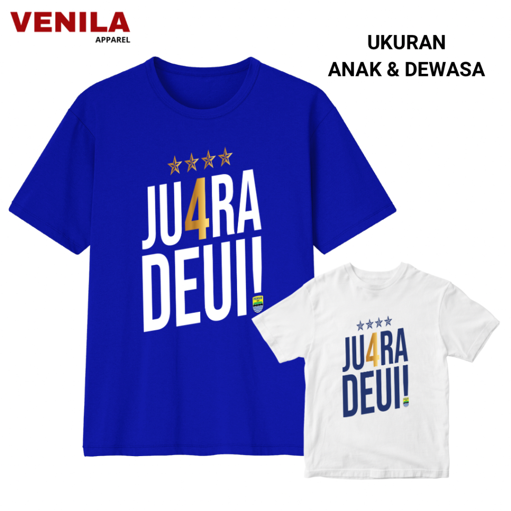 KAOS PERSIB ANAK DEWASA JU4RA DEUI / BAJU PERSIB JUARA BIRU JUMBO