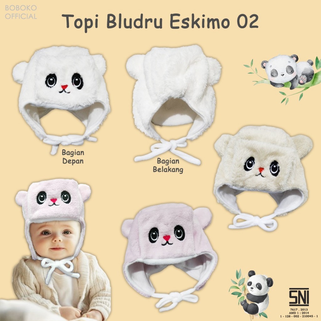 Topi Bayi Bulu Eskimo Beruang / Musim Dingin / Topi Bayi Bludru Bear Series / TOPI BAYI PREMIUM KADO