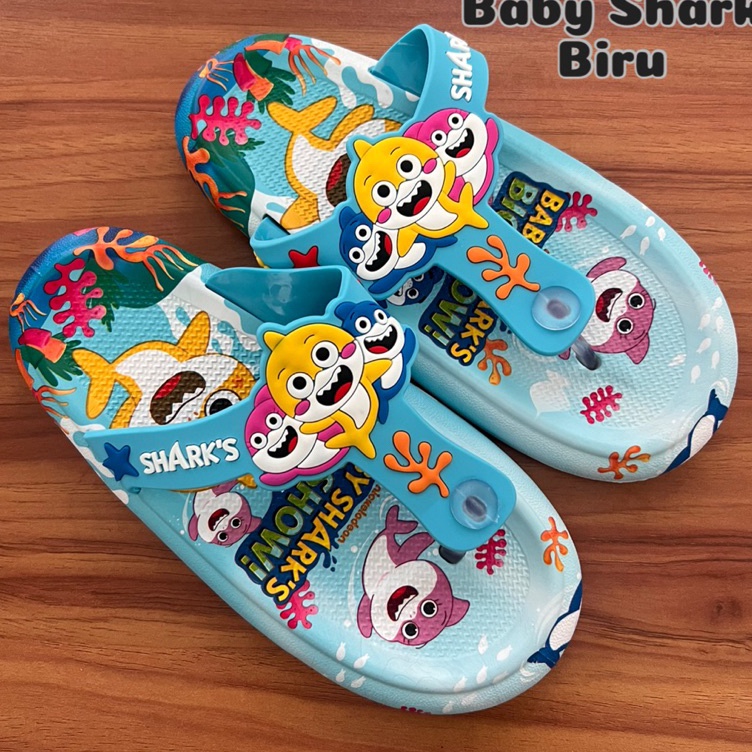 SANDAL JEPIT ANAK BABY SHARK IMPORT HIU LUCU 2  1 TAHUN CEWEK COWOK KODE Z7X5