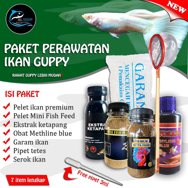 Paket perawatan ikan Guppy Hemat