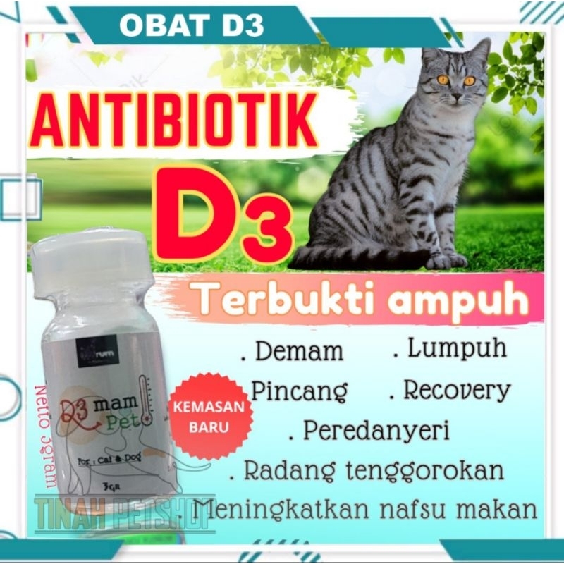 OBAT D3 BUBUK Vitamin Kucing Antibiotik Vitamin Kucing D3 Obat Kucing D3 Vitamin D3 Kucing Demam Rad