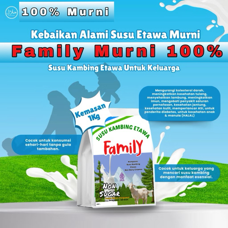 

Family Susu Kambing Etawa Non Sugar 1kg Alufoil