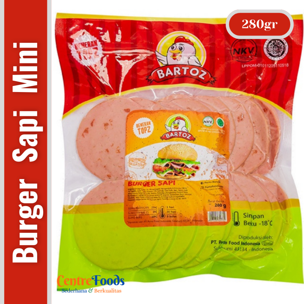 

Burger Daging Sapi Mini - Mini Beef Burger BARTOZ | Isi 20 Pcs - 280gr [ Harga Per BKS ]