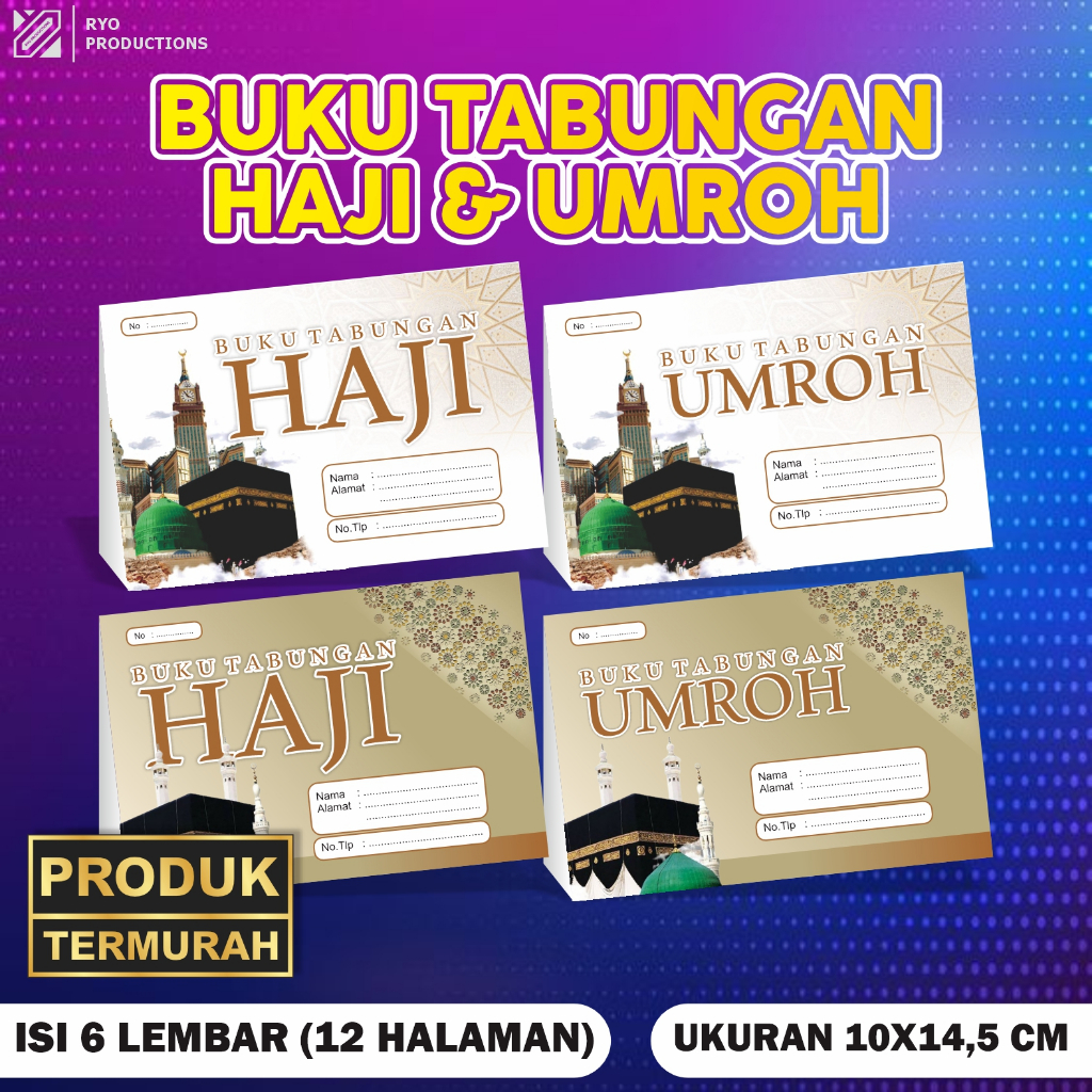 

[TERMURAH] Buku Tabungan Umroh Haji - Custom Cover - Isi 6 Lembar/12 Halaman