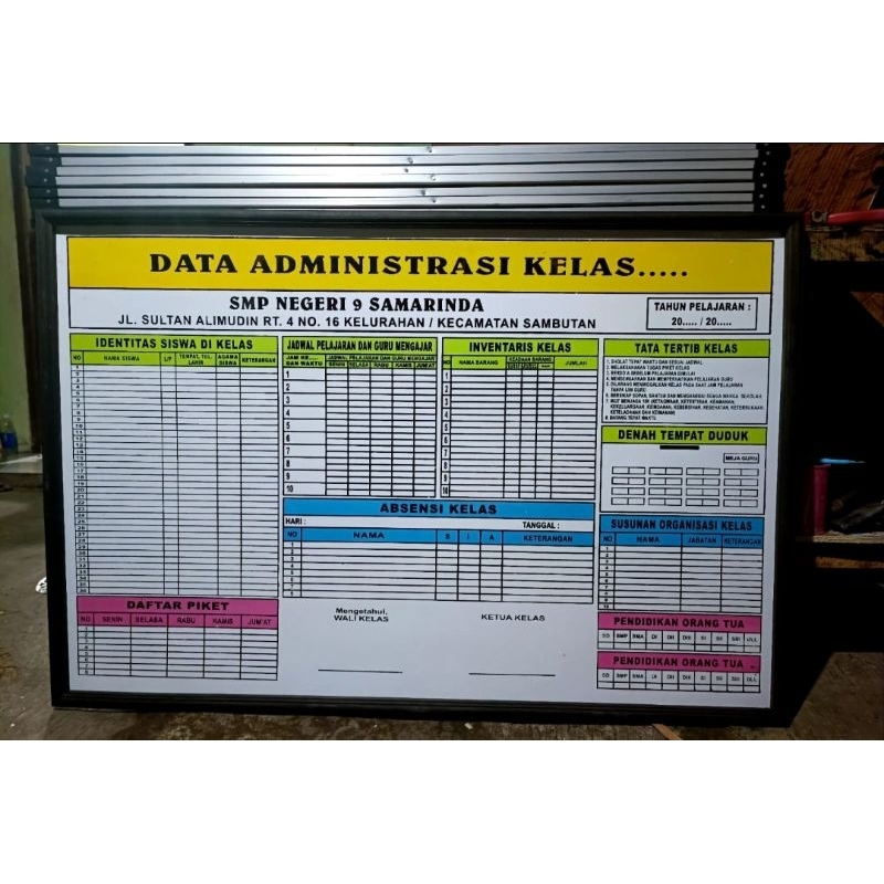 

Papan Data Administrasi Kelas-Absensi Kelas-Bank Data Kelas 60x80cm/120x80cm