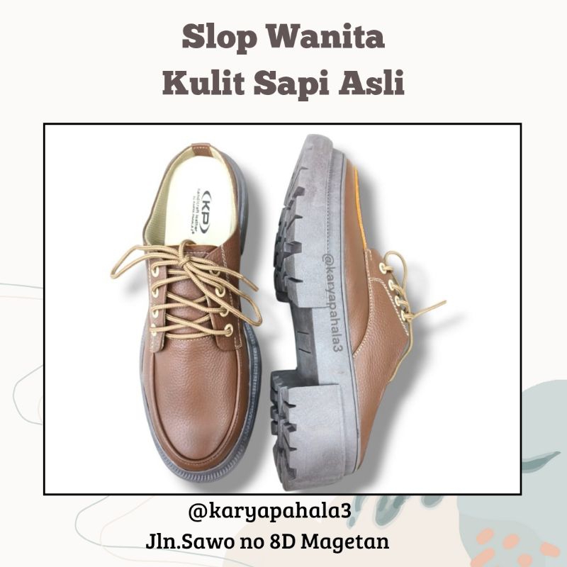 Slop Wanita Kulit Sapi Asli*Karyapahala3*