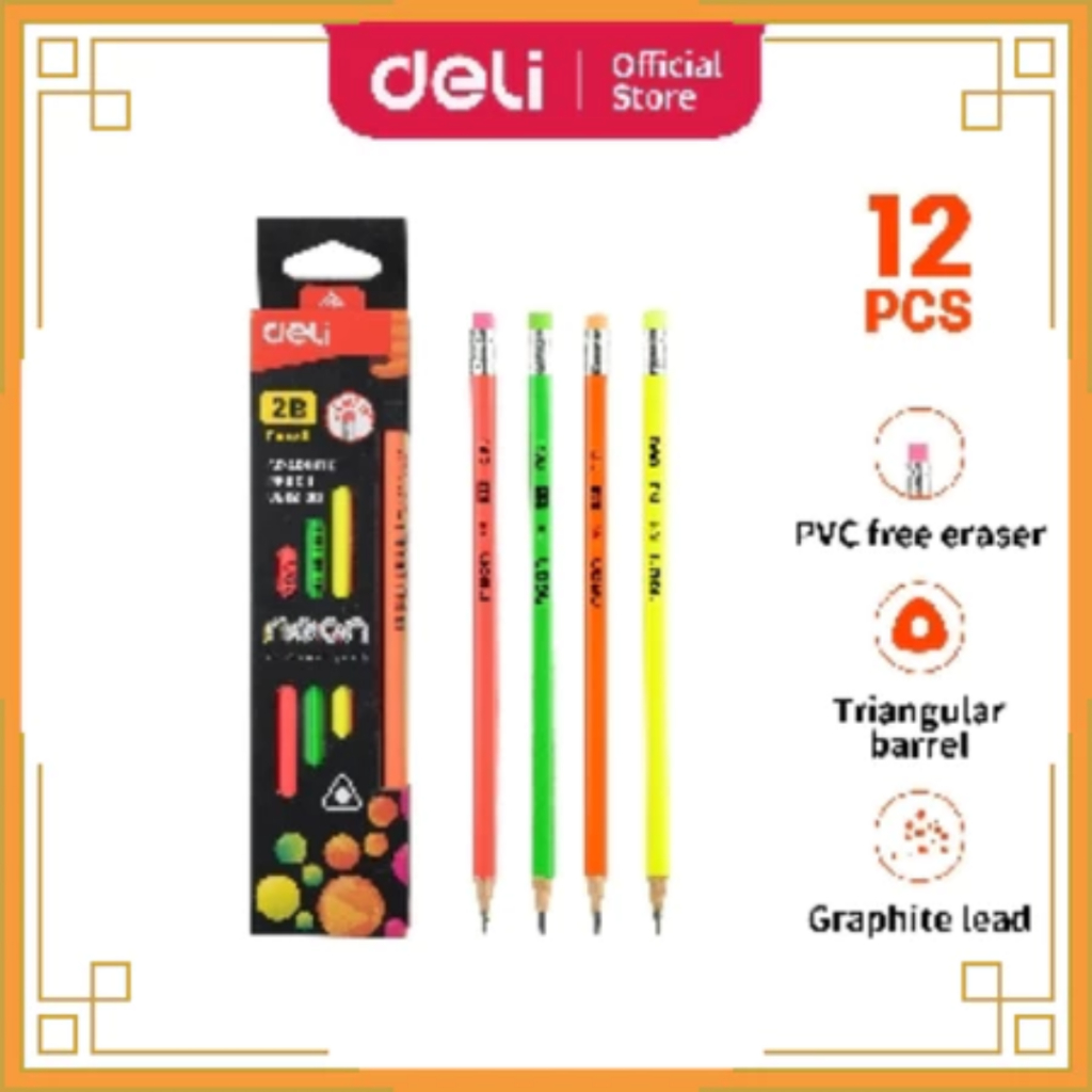 

DELI Graphite Pensil Kayu 2B EU51800 Dengan Penghapus ( 12 pcs )