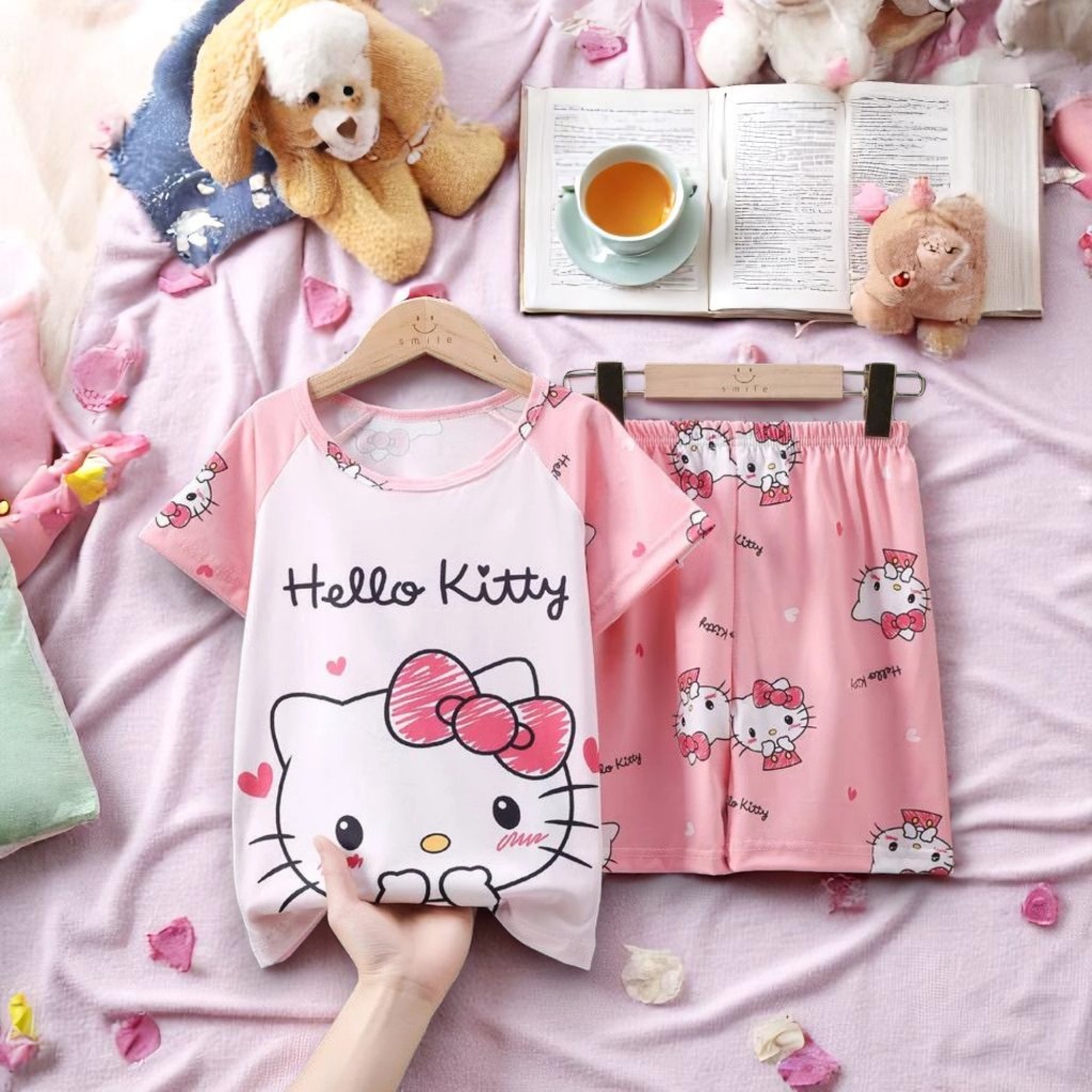 Setelan anak perempuan usia 1-10 tahun , Setelan baju tidur anak perempuan , baju karakter  kuromi, 