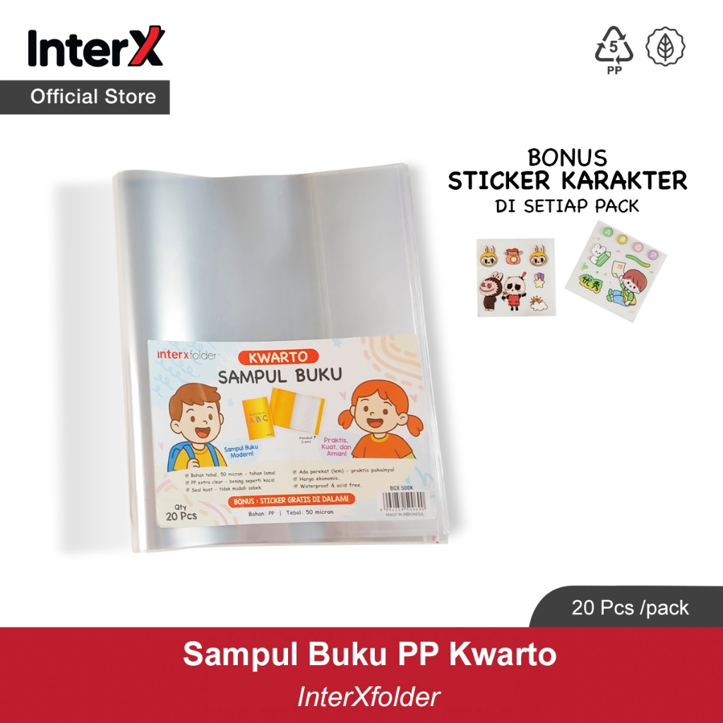 

Interx Sampul Buku Kuarto/Sampul Buku Plastik Mika Bening Isi (20pcs/Pak)- BCX 400K