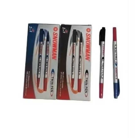 

Snowman Twin Pen | Pulpen Dua Warna | Marker Permanent Double Tip | 1 Lusin