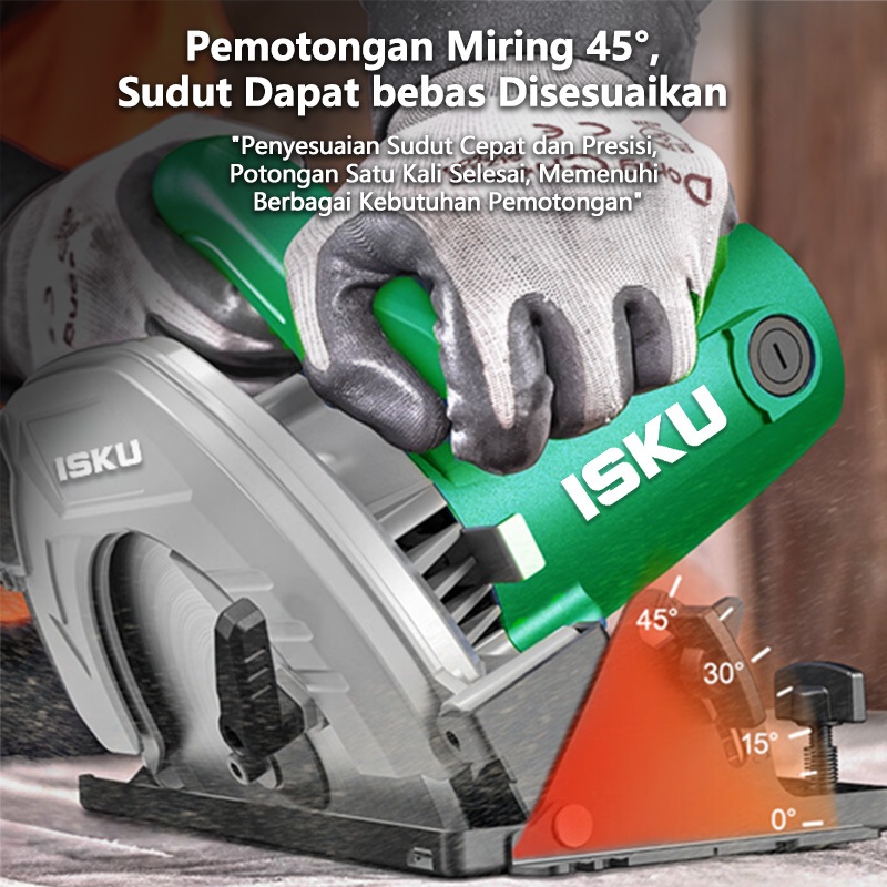 ID ISKU 2 SET PEMOTONG KAYU/MESIN POTONG KAYU CIRCULAR SAW 1000W / MESIN SERUT KAYU 450W