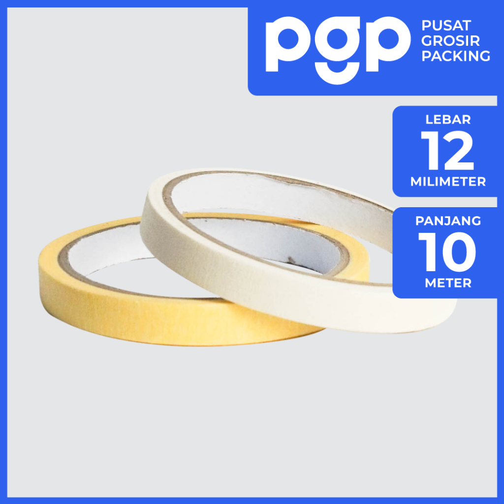 

Lakban Kertas / Masking Tape Cream / Kuning 12mm x 10 Meter | 1 Pcs/Roll (Satuan) | Lakban Murah Berkualitas
