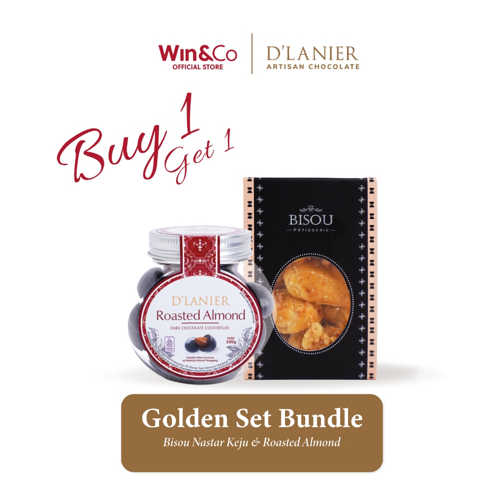 

D'Lanier Golden Set Roasted Almond Dark Chocolate with Bisou Kastangel Keju Bundles