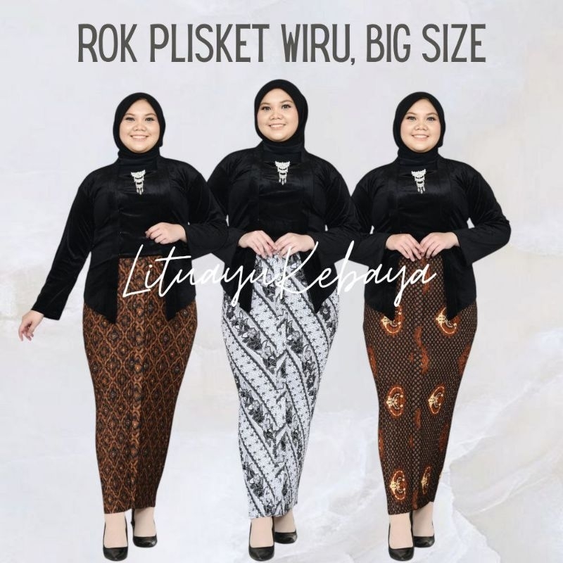 Bawahan • Rok Plisket Wiru - Big Size / Jumbo | Motif Lengkap