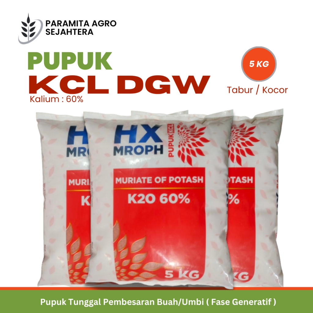 PUPUK KCL MOP Kalium 60% 5 KG Kemasan Pabrik - Pupuk Pembesaran Buah/Umbi