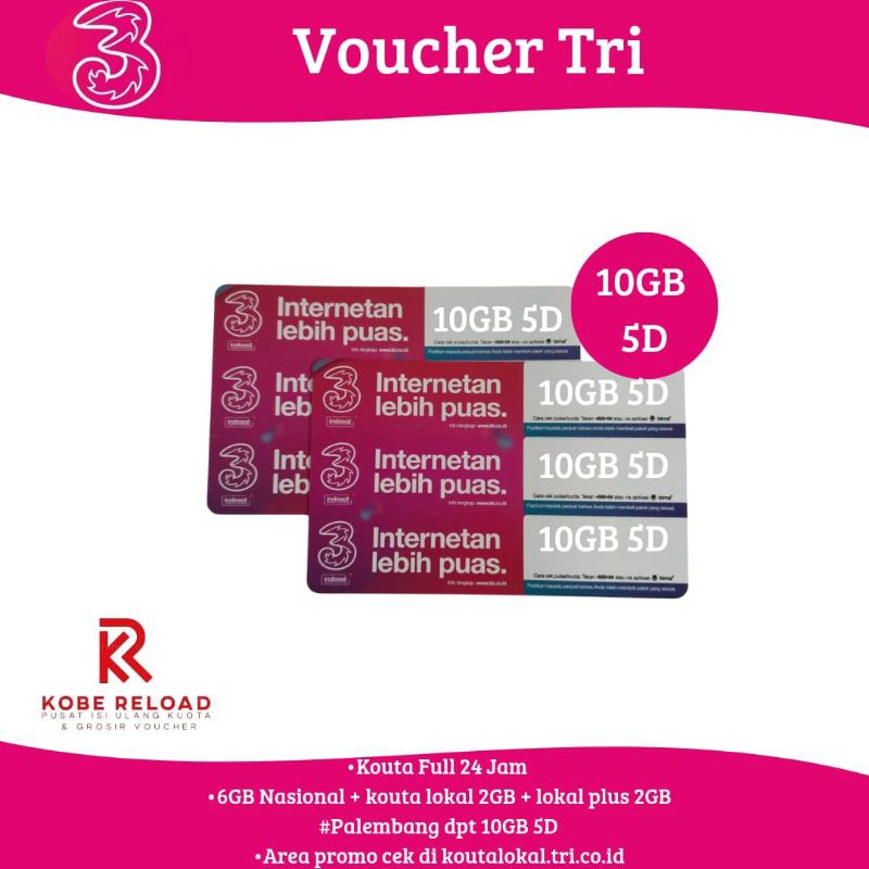 Tri Voucher 5hr 11GB (12GB) (+100mnt Telp IM3 & Tri)