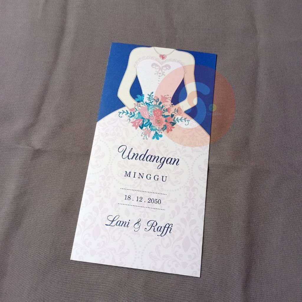 Cetak Undangan Pernikahan Biru Pink Premium