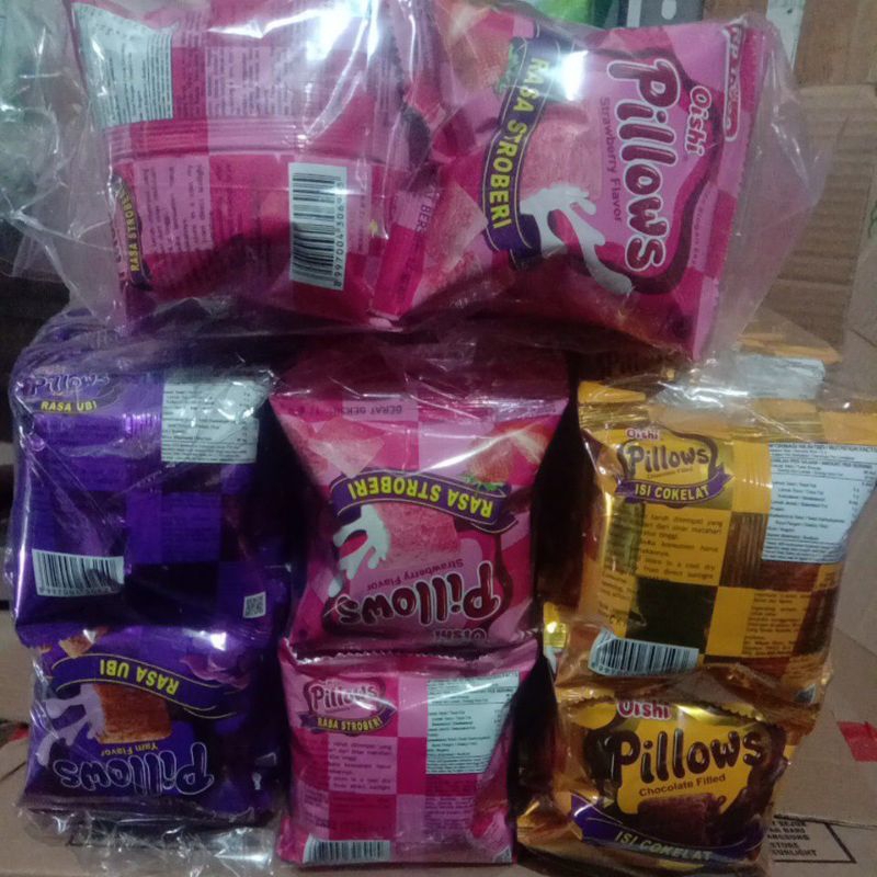 

PILLOWS Snack sereal 3 varian rasa coklat stroberi ubi 1pak isi 20 pcs +2 pcs