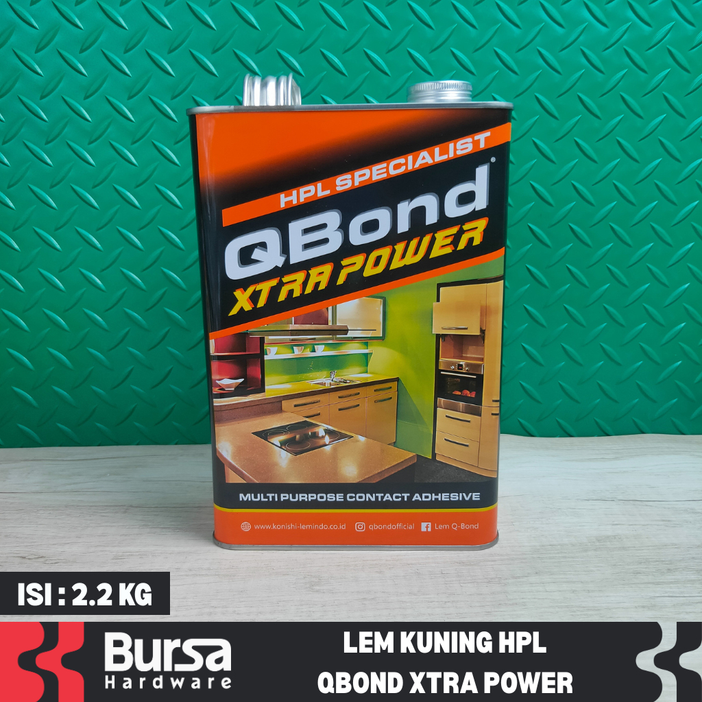 Lem Kuning Serbaguna QBond Xtra Power 2.2 Kg Perekat HPL Vinyl Karpet Kulit Kuat Kental