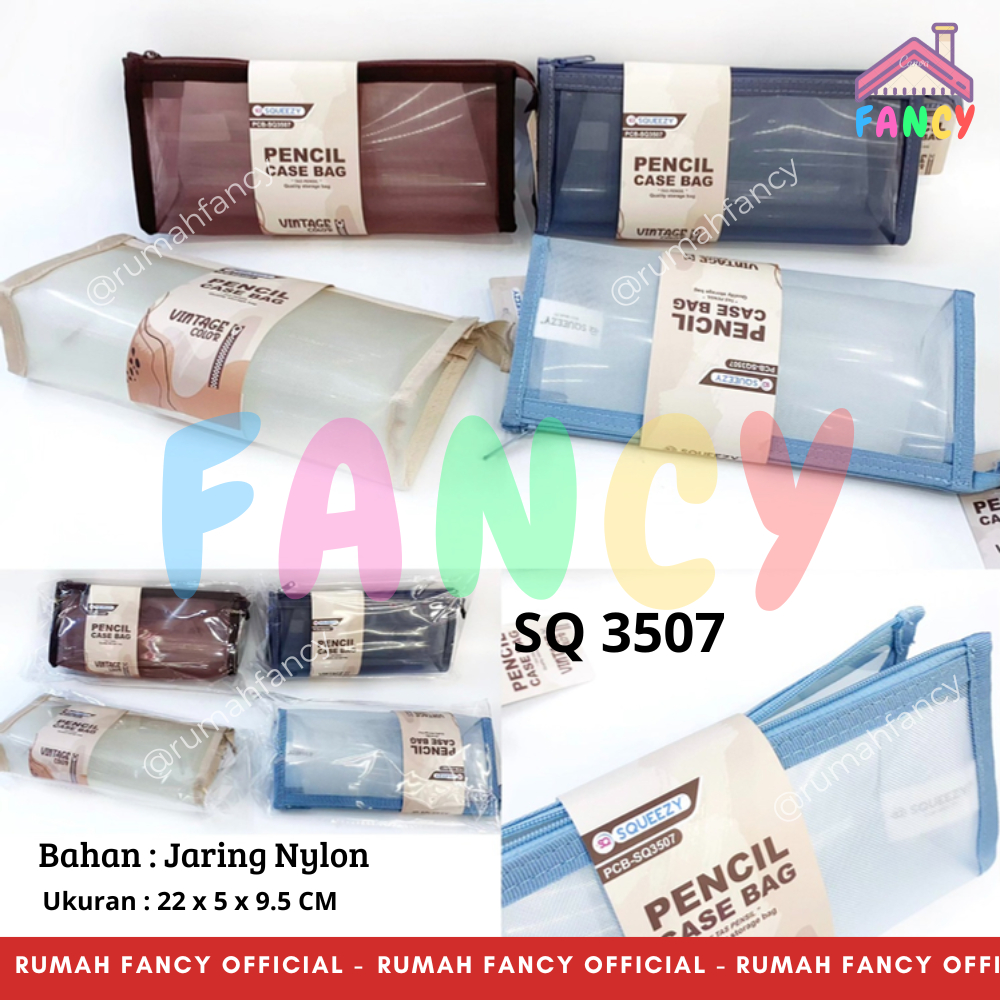 

Tempat Pensil / Kotak Pensil RESLETING Jaring Bahan Nylon SQ 3507 Lebar / Tempat Pensil Elegan