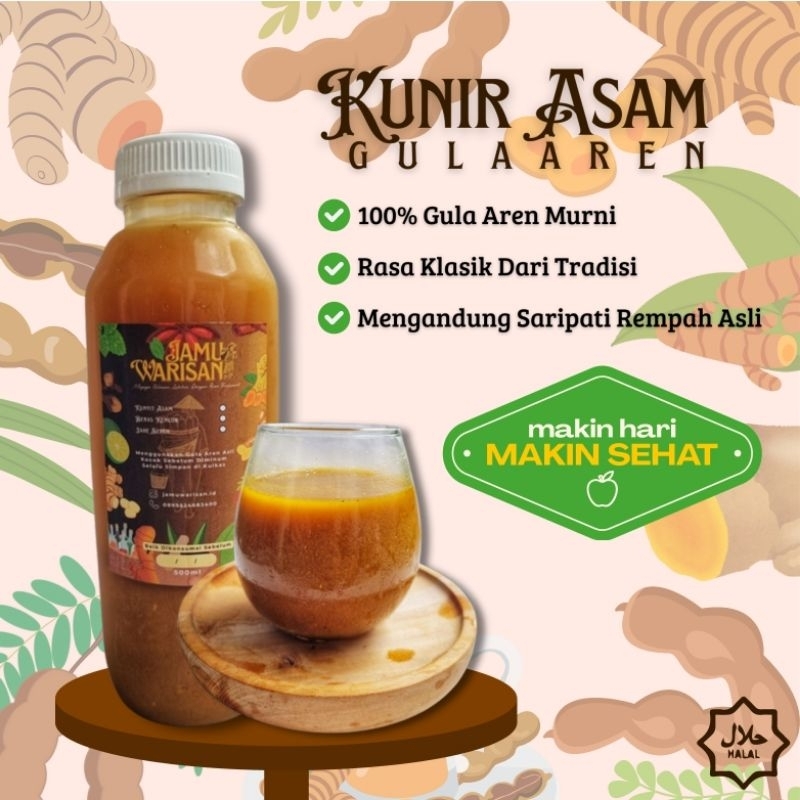 

Jamu Warisan – Kunyit Asam Gula Aren | Manis Alami, Rempah Asli, 500ml