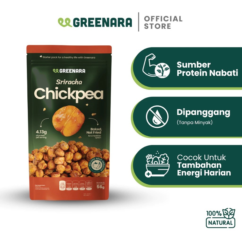 

Greenara Chickpea Sriracha 56g / Kacang Arab Panggang Rasa Sriracha