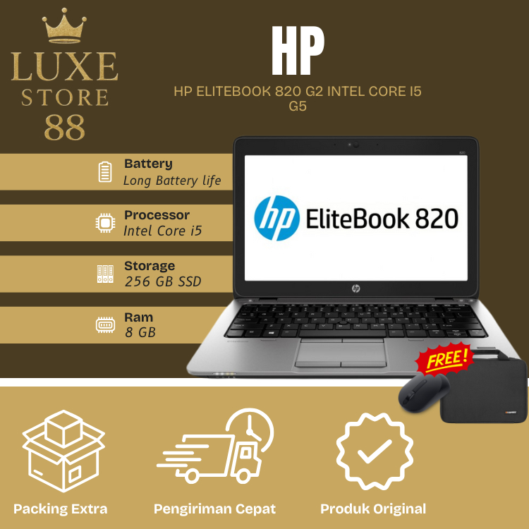 LAPTOP HP ELITEBOOK 820 G2 INTEL CORE I5 G5 RAM 8GB SSD 256GB - SLIM