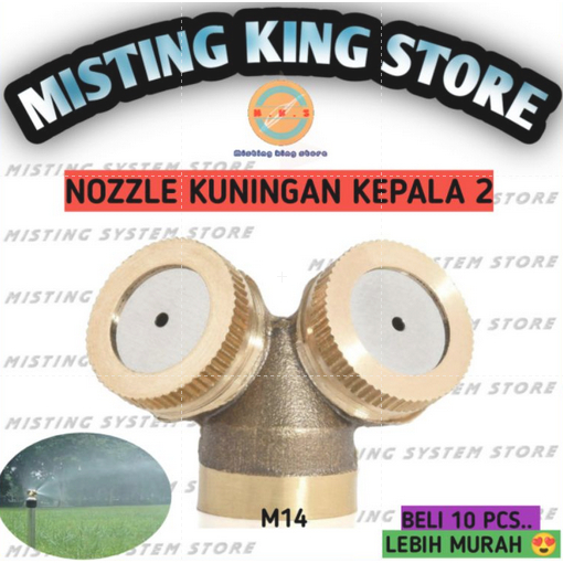 NOZZLE SPRAYER KUNINGAN 2 LUBANG / HEAD SPRAY 2 WAY MATA / ALAT SIRAM TAMAN PERTANIAN KABUT SPRINKLE