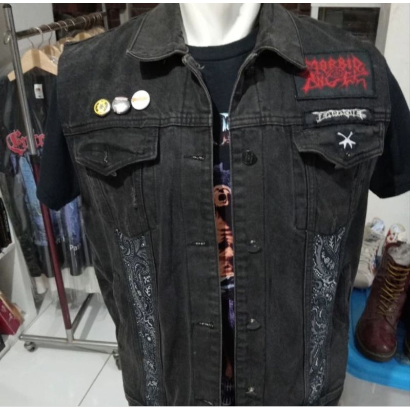 DENIM / Rompi Vest Outerwear Import Denim Jeans Custom Heavy Metal