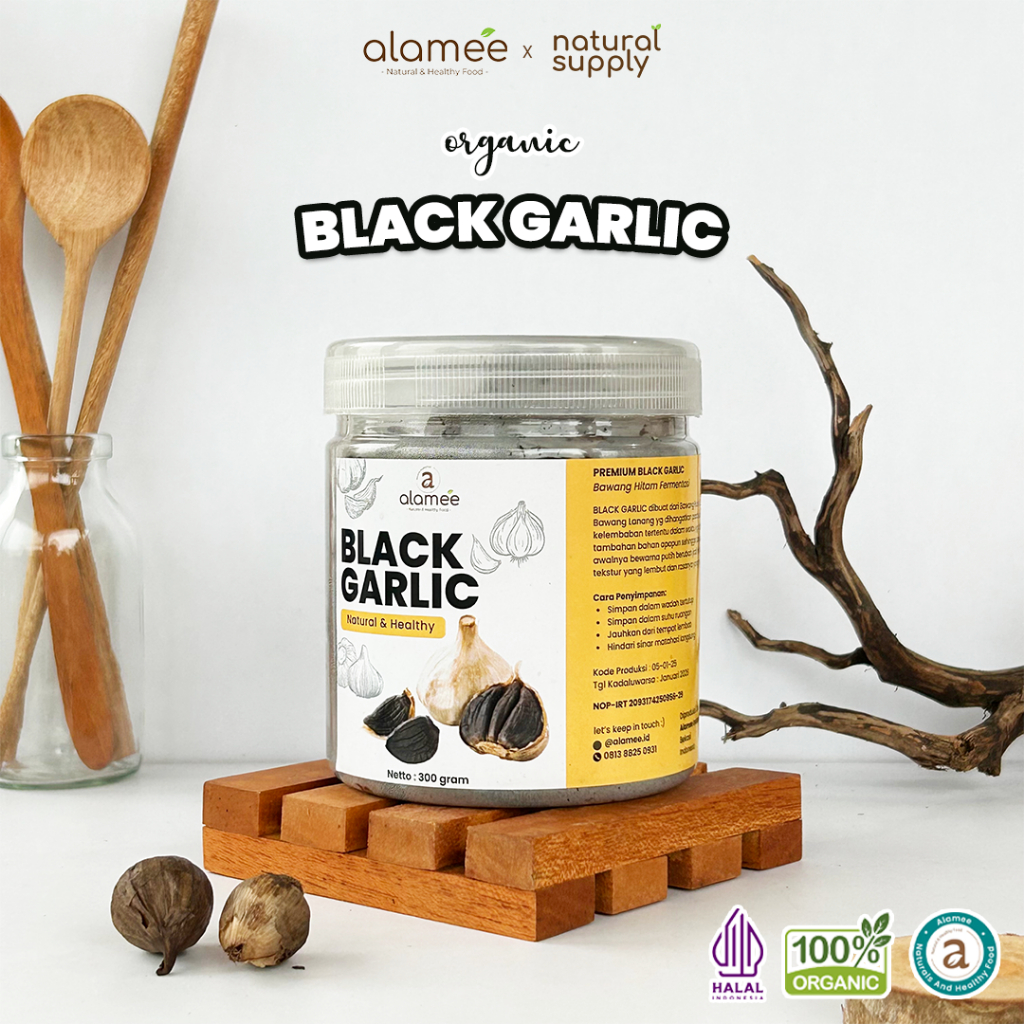 

Black Garlic Garlik Bawang Hitam Tunggal Kating Herbal Premium Lanang Alami Natural 300 gram