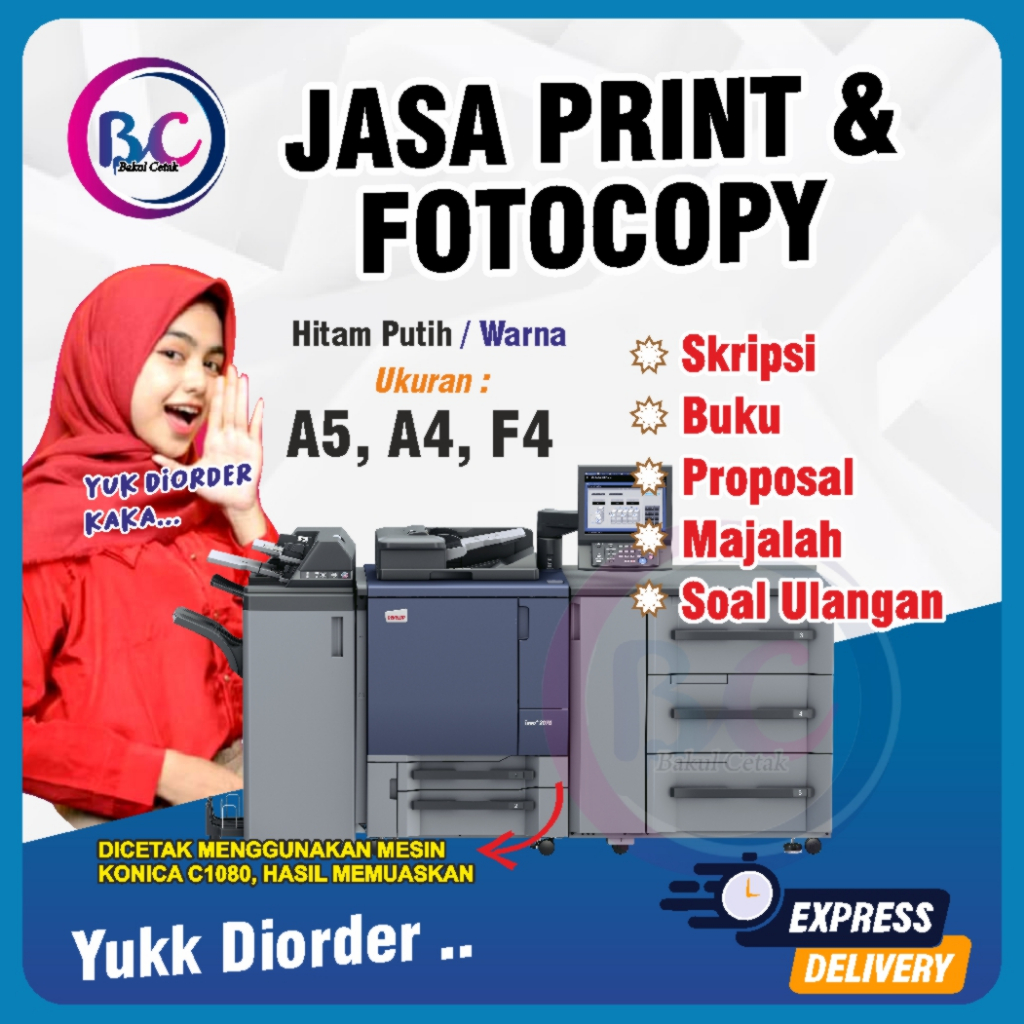 

Jasa Print Murah Warna dan BW Cetak Dokumen, Skripsi, Makalah, Thesis, Soal Latihan, Buku, Proposal