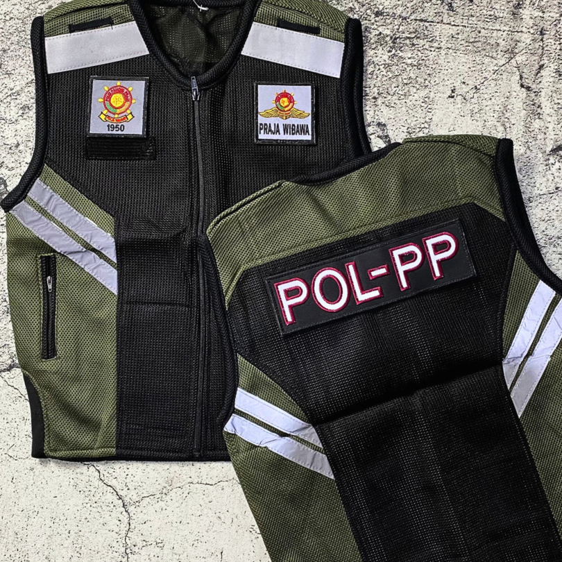 Rompi SATPOL PP Super Tebal Scotlight Menyala Jaring Double Mesh POL PP