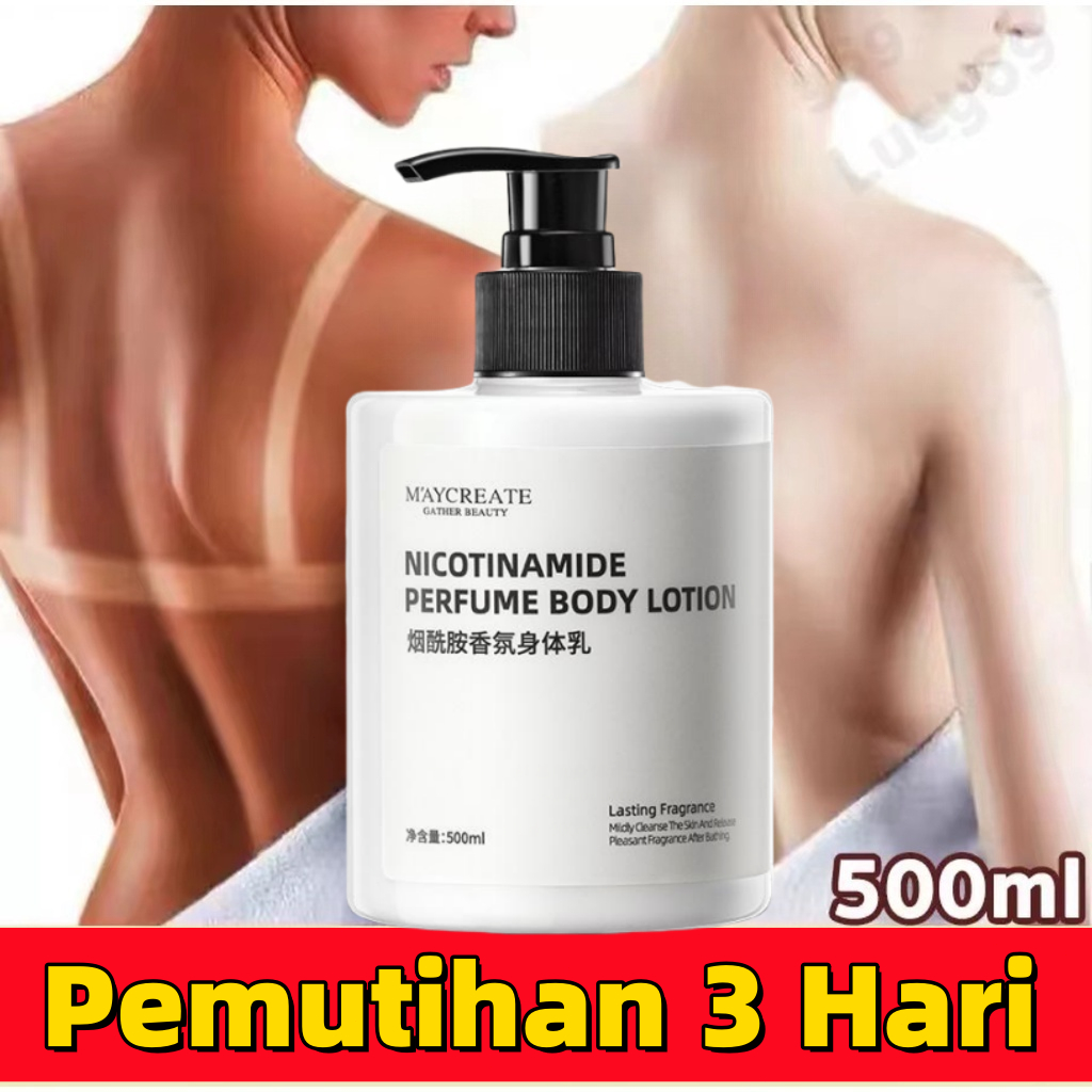 BPOM【Ratu Kulit】Lotion Pemutih Badan Body 500ml/Niacinamide Fragrance Brightening Body /Lotion Pemut