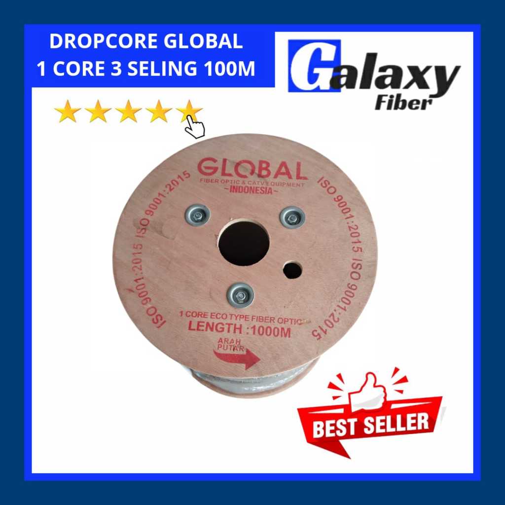 GLOBAL, FTTH Dropcore Drop core 1 core, 2 core, dan 4 core 3 Seling 1000 meter FO - Special Type