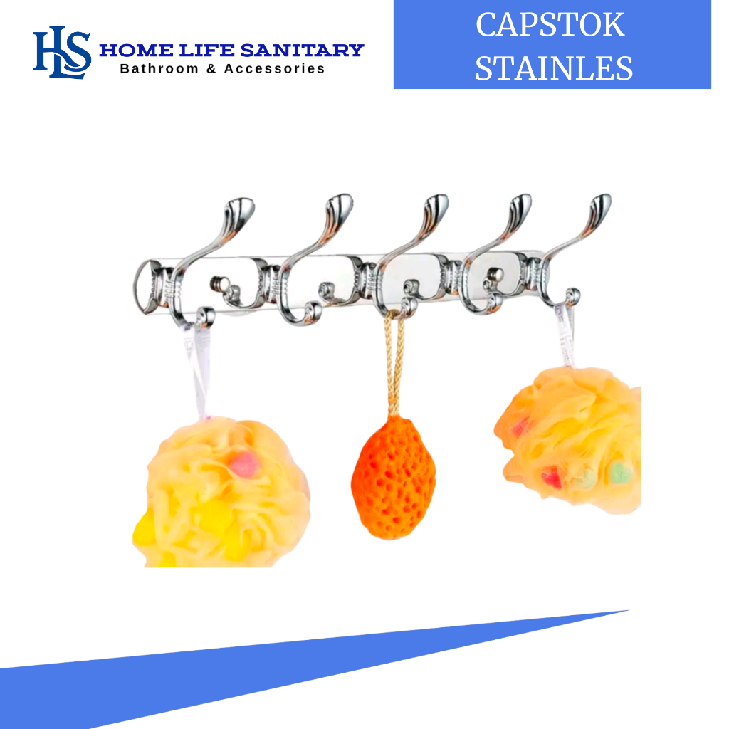 Capstok 5 Kait Stainless Steel/ Gantungan Baju Dinding