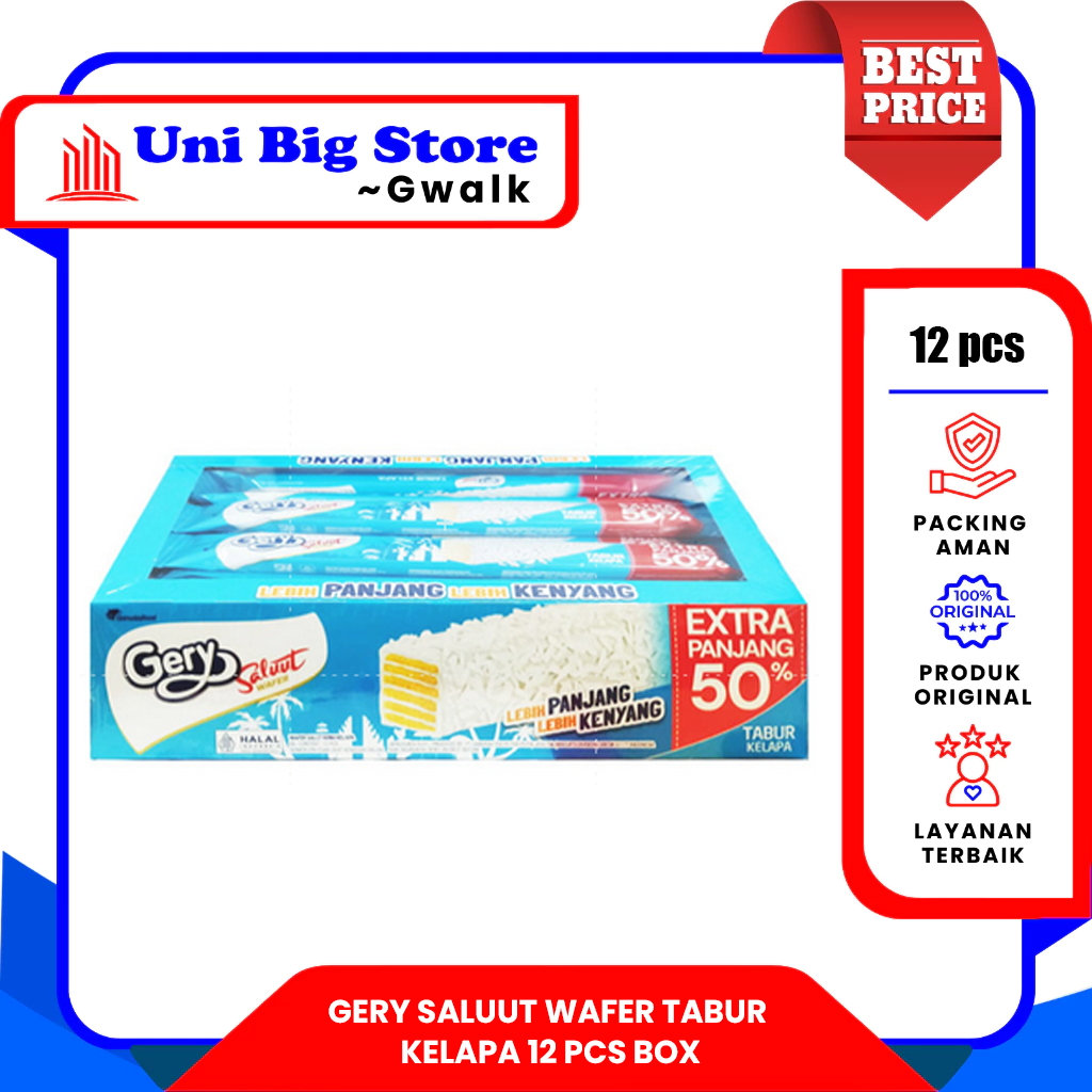 

GERY SALUUT WAFER TABUR KELAPA COCONUT BOX - (17.5 gr x 12 pcs)