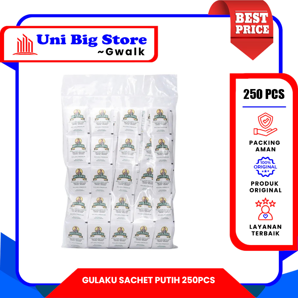 

GULAKU SACHET GULA TEBU ALAMI PUTIH BAG - (8 gr x 250 sachet)